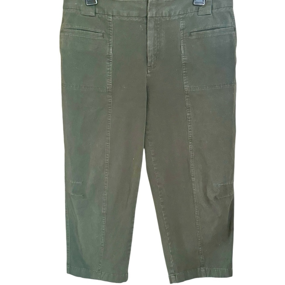 Coldwater Creek Natural Fit Capri Front Seam Stretch Waist Army Green. Sz 12 - Picture 2 of 8